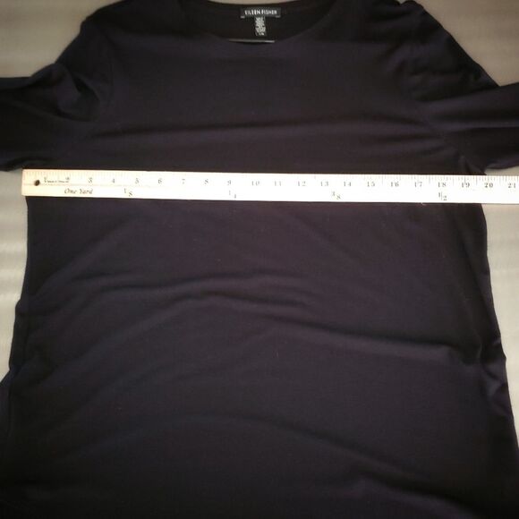 Eileen Fisher Black Tee Jersey Knit Long Sleeve Tunic Top Viscose Lycra Blend Lg - Picture 7 of 9
